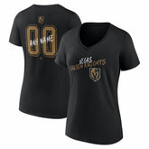 Vegas Golden Knights Women's Hustle Personalized Name & Number V-Neck T-Shirt - Black T-shirts