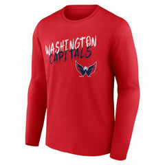 Washington Capitals Hustle Personalized Name & Number Long Sleeve T-Shirt - Red T-shirts