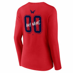 Washington Capitals Women's Hustle Personalized Name & Number Long Sleeve V-Neck T-Shirt - Red T-shirts