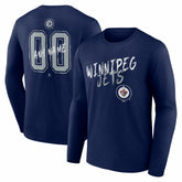 Winnipeg Jets Hustle Personalized Name & Number Long Sleeve T-Shirt - Navy T-shirts