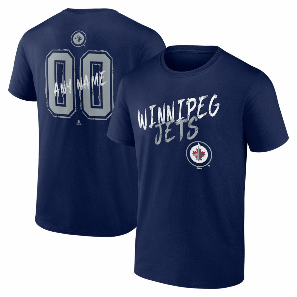 Winnipeg Jets Hustle Personalized Name & Number T-Shirt - Navy T-shirts