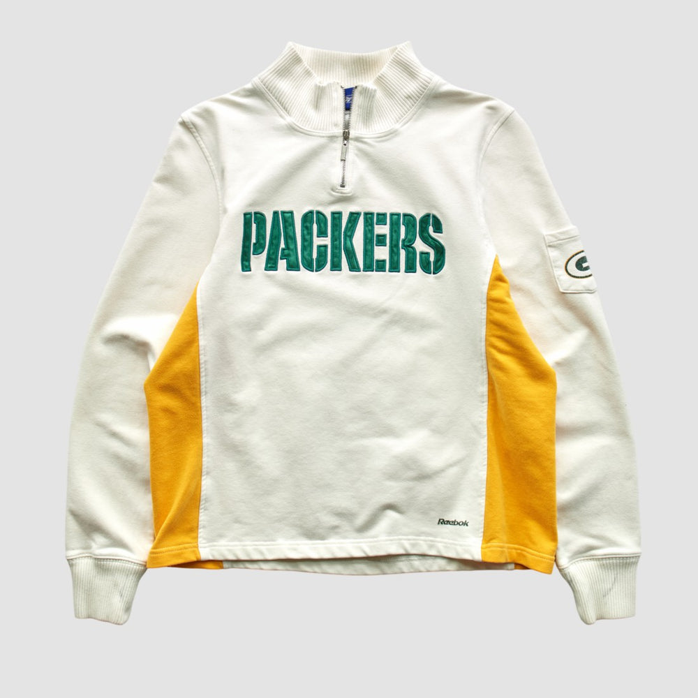 Green Bay Packers Reebok 2000s 1/4 Zip Sweatshirt - White Vintage discount