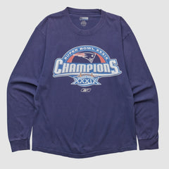 New England Patriots Reebok 2005 Long Sleeve T-shirt - Navy Vintage on sale