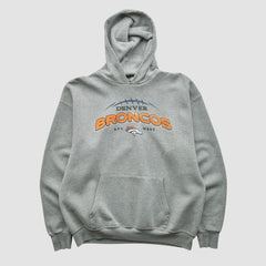 Denver Broncos NFL 2000s Hooded Pullover Sweatshirt - Heather Gray Vintage sale