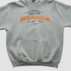 Denver Broncos NFL 2000s Hooded Pullover Sweatshirt - Heather Gray Vintage sale