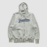 New York Yankees 2000s Hooded Full Zip Sweatshirt Heather Gray Vintage