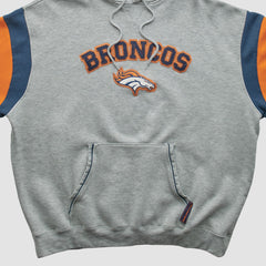 Denver Broncos NFL 2000s Hooded Pullover Sweatshirt - Heather Gray Vintage for sale