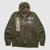 Seattle Seahawks NFL 2010s Hooded Full Zip Sweatshirt - Olive Vintage discount