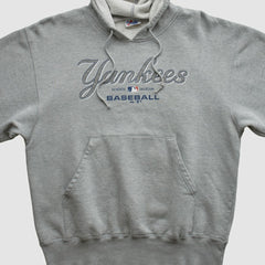New York Yankees Majestic 2000s Hooded Pullover Sweatshirt Heather Gray Vintage