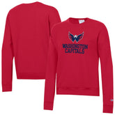 Washington Capitals Champion Women's Wordmark Lockup Powerblend Sweatshirt - Red Sweatshirts