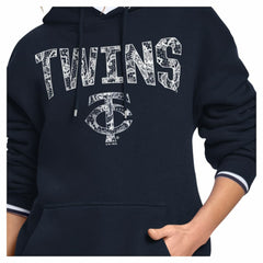 Minnesota Twins Starter Women's Lace Team Lockup Fleece Hoodie Navy