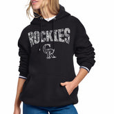 Colorado Rockies Starter Women's Lace Team Lockup Fleece Hoodie Black