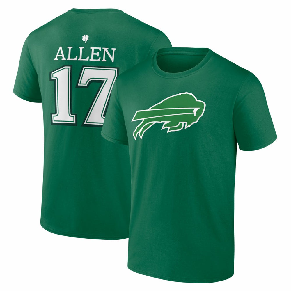 Josh Allen Buffalo Bills St. Patrick's Day Icon Name & Number T-Shirt - Green outlet