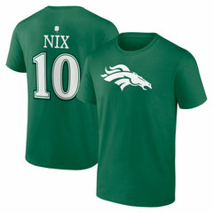 Bo Nix Denver Broncos St. Patrick's Day Icon Name & Number T-Shirt - Green on sale