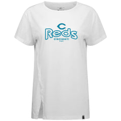 Cincinnati Reds Levelwear Women's Blue Haven Influx Cornerstone T-Shirt White