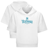 New York Yankees Levelwear Women's Amber Short Sleeve Cornerstone Hoodie White