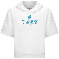 New York Yankees Levelwear Women's Amber Short Sleeve Cornerstone Hoodie White
