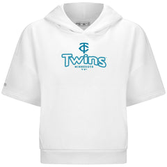 Minnesota Twins Levelwear Women's Amber Short Sleeve Cornerstone Hoodie White