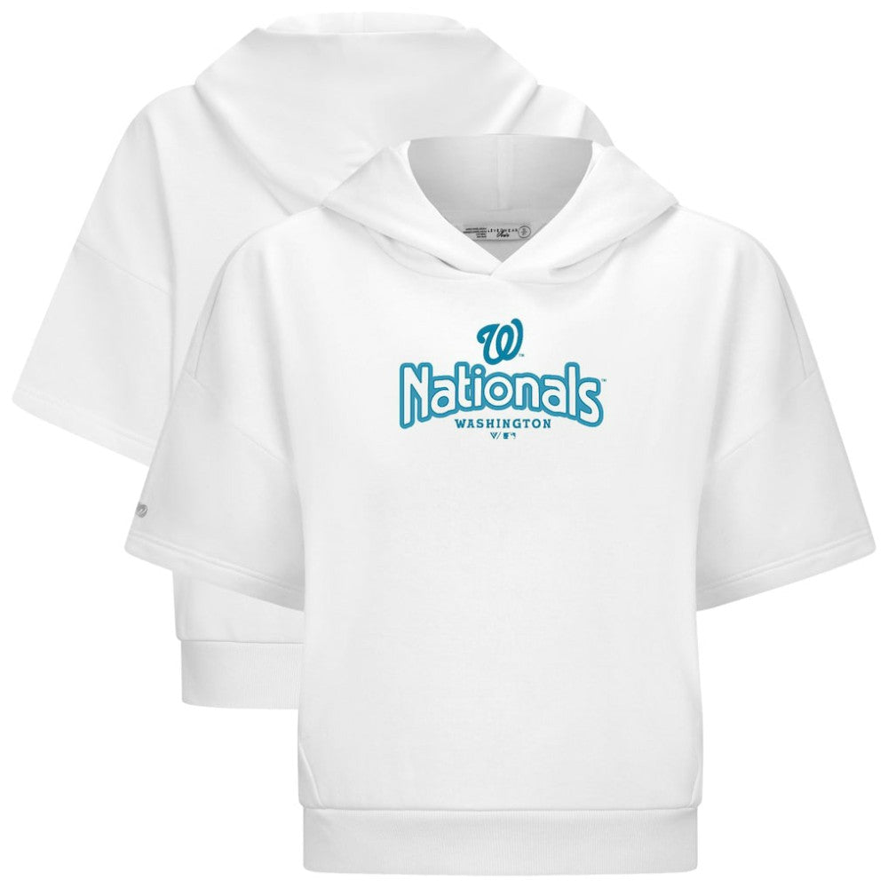 Washington Nationals Levelwear Women's Amber Short Sleeve Cornerstone Hoodie White