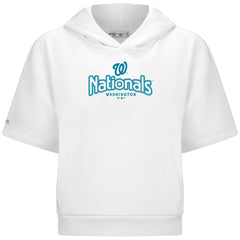 Washington Nationals Levelwear Women's Amber Short Sleeve Cornerstone Hoodie White