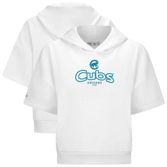 Chicago Cubs Levelwear Women's Amber Short Sleeve Cornerstone Hoodie White