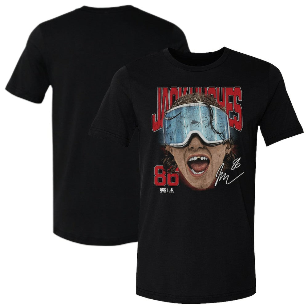Jack Hughes US Men's Hockey 500 Level Goggles T-Shirt - Black T-shirts