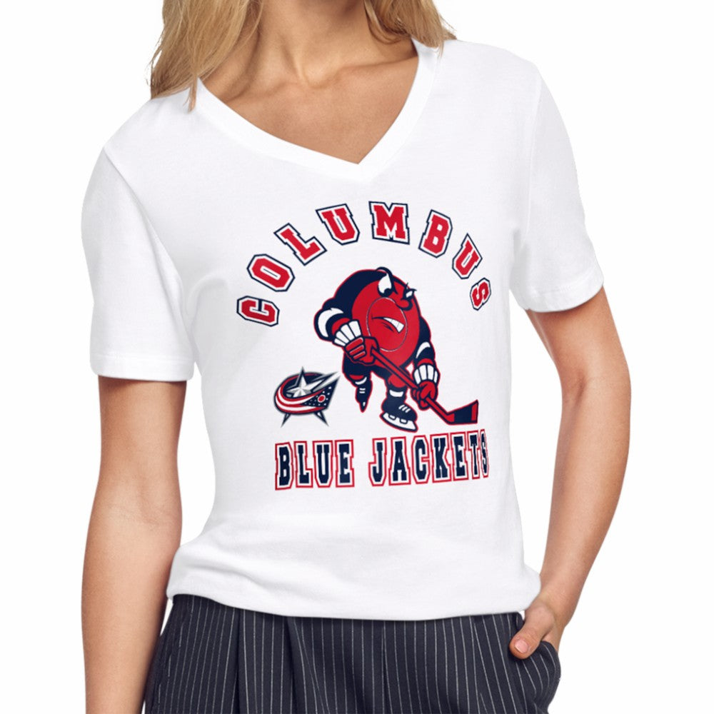 Columbus Blue Jackets Starter Women's Tough Puck T-Shirt - White T-shirts