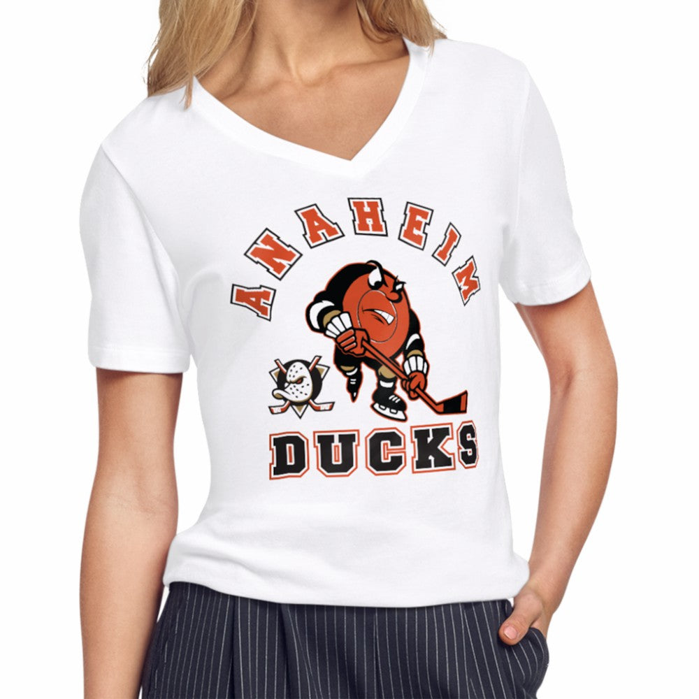 Anaheim Ducks Starter Women's Tough Puck T-Shirt - White T-shirts