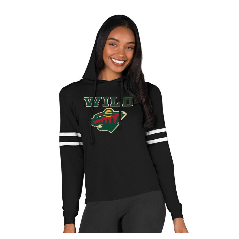 Minnesota Wild Concepts Sport Women's Marathon Long-Sleeve Hooded T-Shirt - Black T-shirts