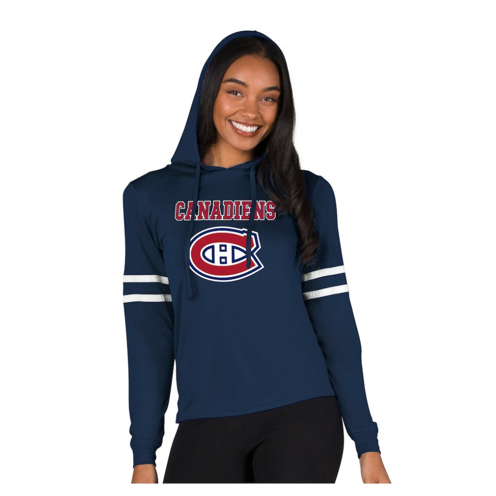 Montreal Canadiens Concepts Sport Women's Marathon Long-Sleeve Hooded T-Shirt - Navy T-shirts