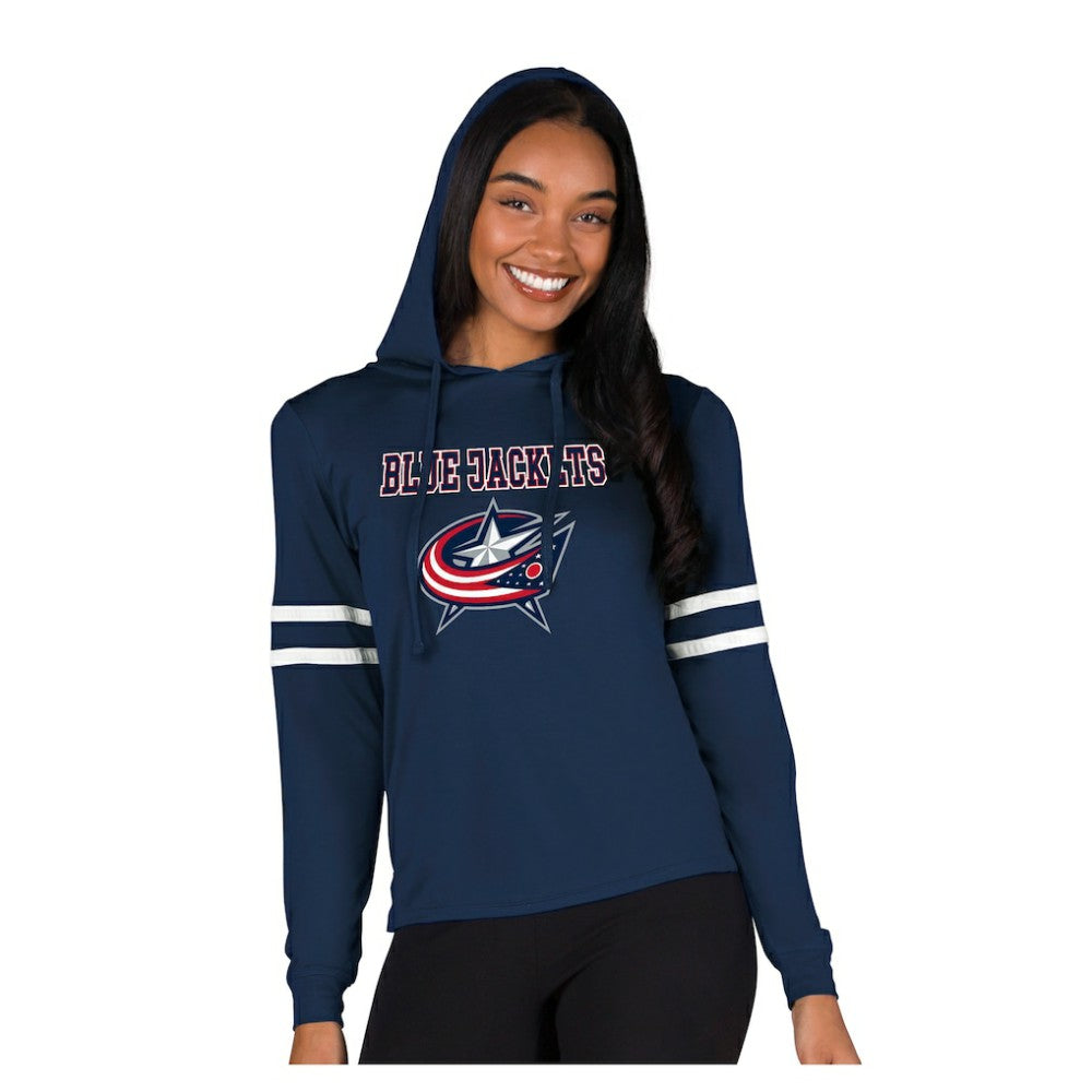 Columbus Blue Jackets Concepts Sport Women's Marathon Long-Sleeve Hooded T-Shirt - Navy T-shirts