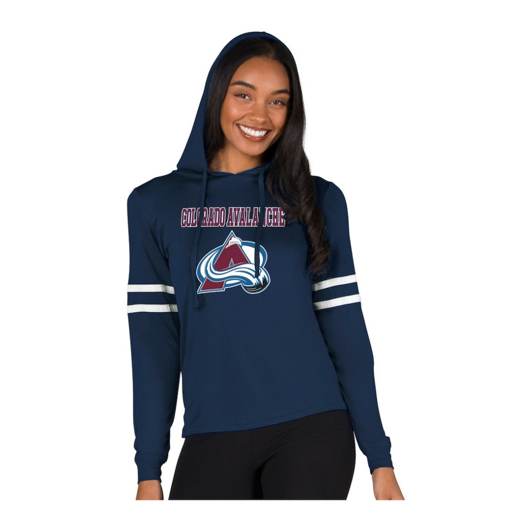 Colorado Avalanche Concepts Sport Women's Marathon Long-Sleeve Hooded T-Shirt - Navy T-shirts