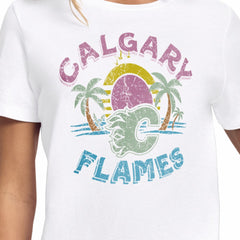 Calgary Flames Starter Women's Tonal Beach T-Shirt - White T-shirts