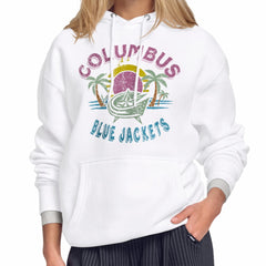 Columbus Blue Jackets Starter Women's Tonal Beach Hoodie - White Hoodies