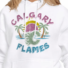 Calgary Flames Starter Women's Tonal Beach Hoodie - White Hoodies