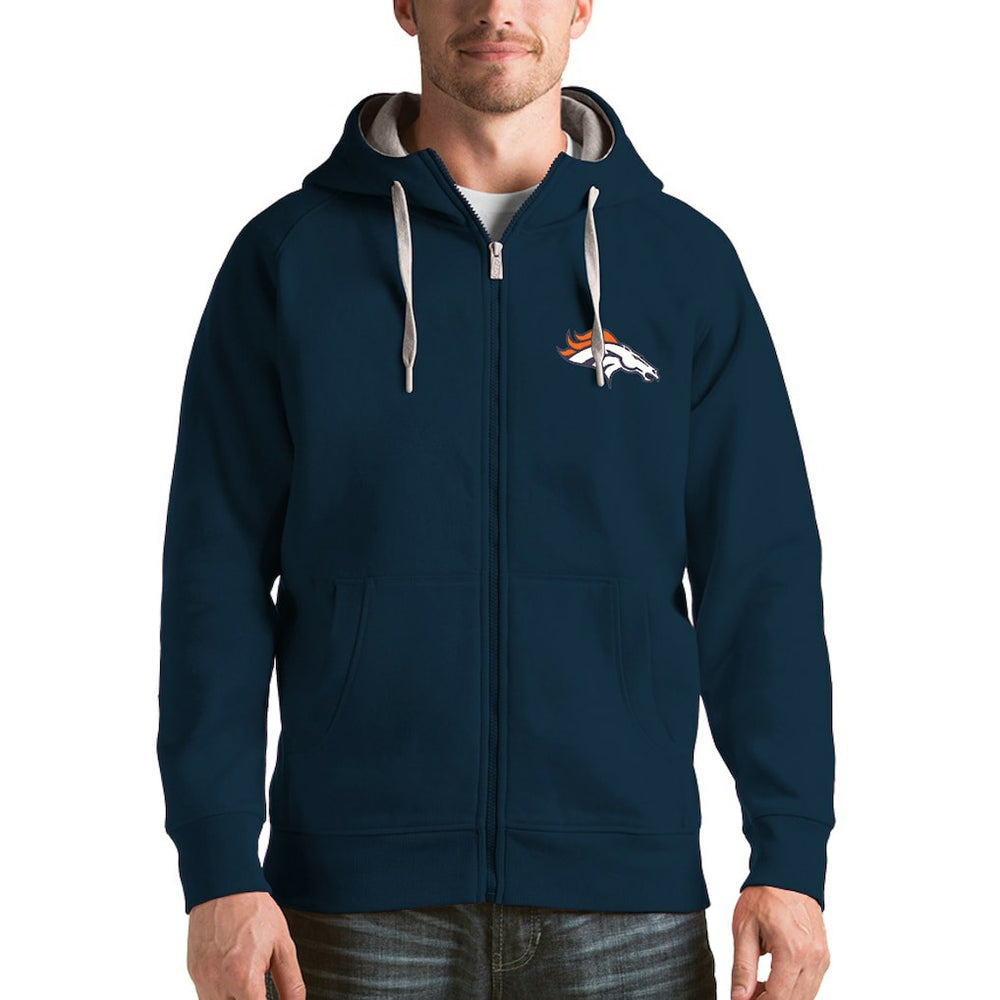 Denver Broncos Antigua Victory Full-Zip Hoodie - Navy on sale