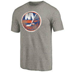 New York Islanders Distressed Team Logo Tri-Blend T-Shirt - Ash T-shirts