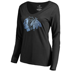 Chicago Blackhawks Women's Pond Hockey Long Sleeve T-Shirt - Black T-shirts