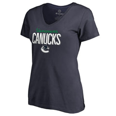 Vancouver Canucks Women's Nostalgia V-Neck T-Shirt - Navy T-shirts