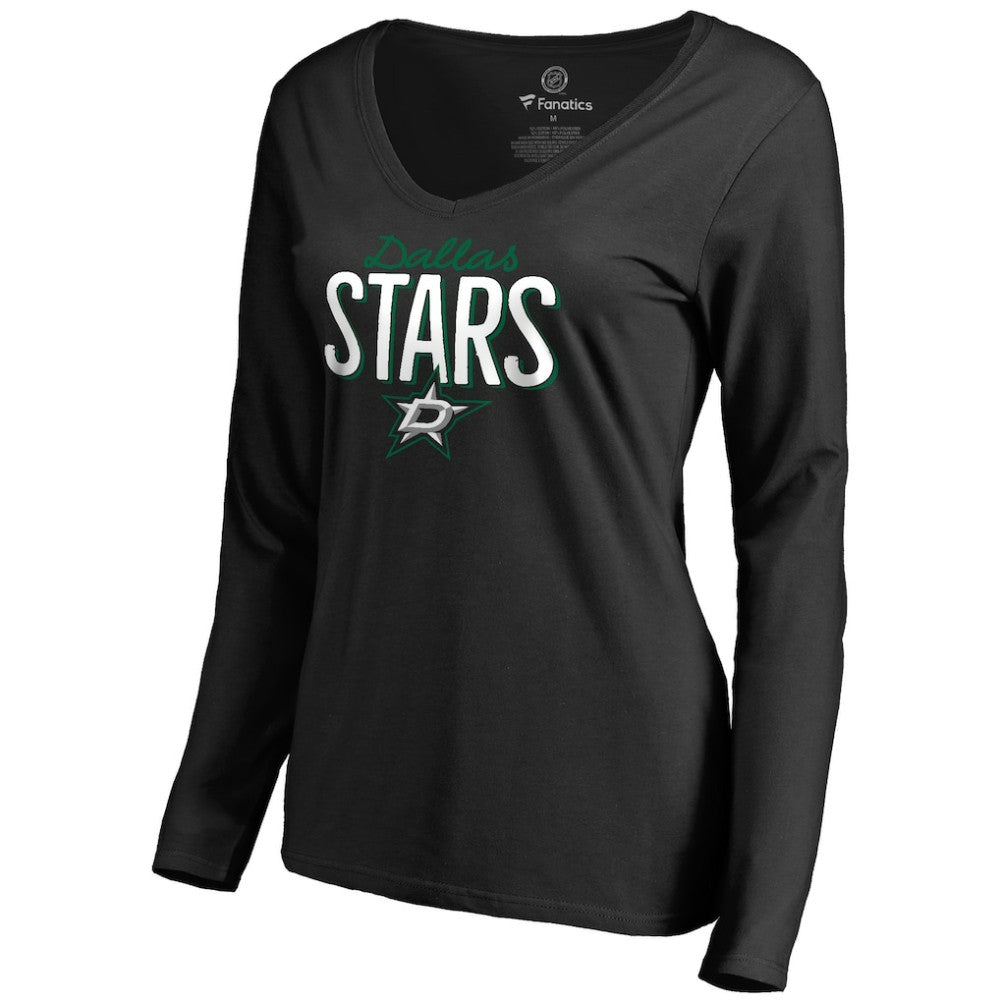 Dallas Stars Women's Nostalgia Long Sleeve T-Shirt - Black T-shirts