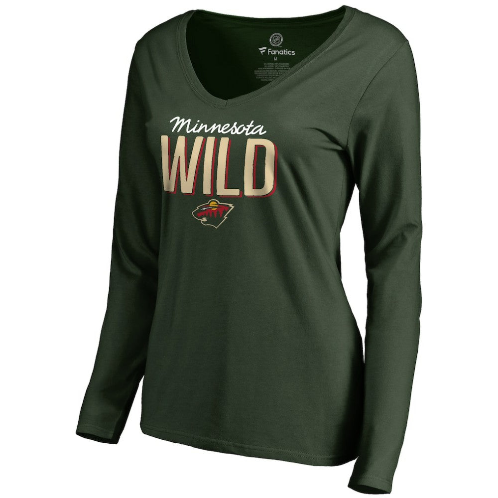 Minnesota Wild Women's Nostalgia Long Sleeve T-Shirt - Green T-shirts