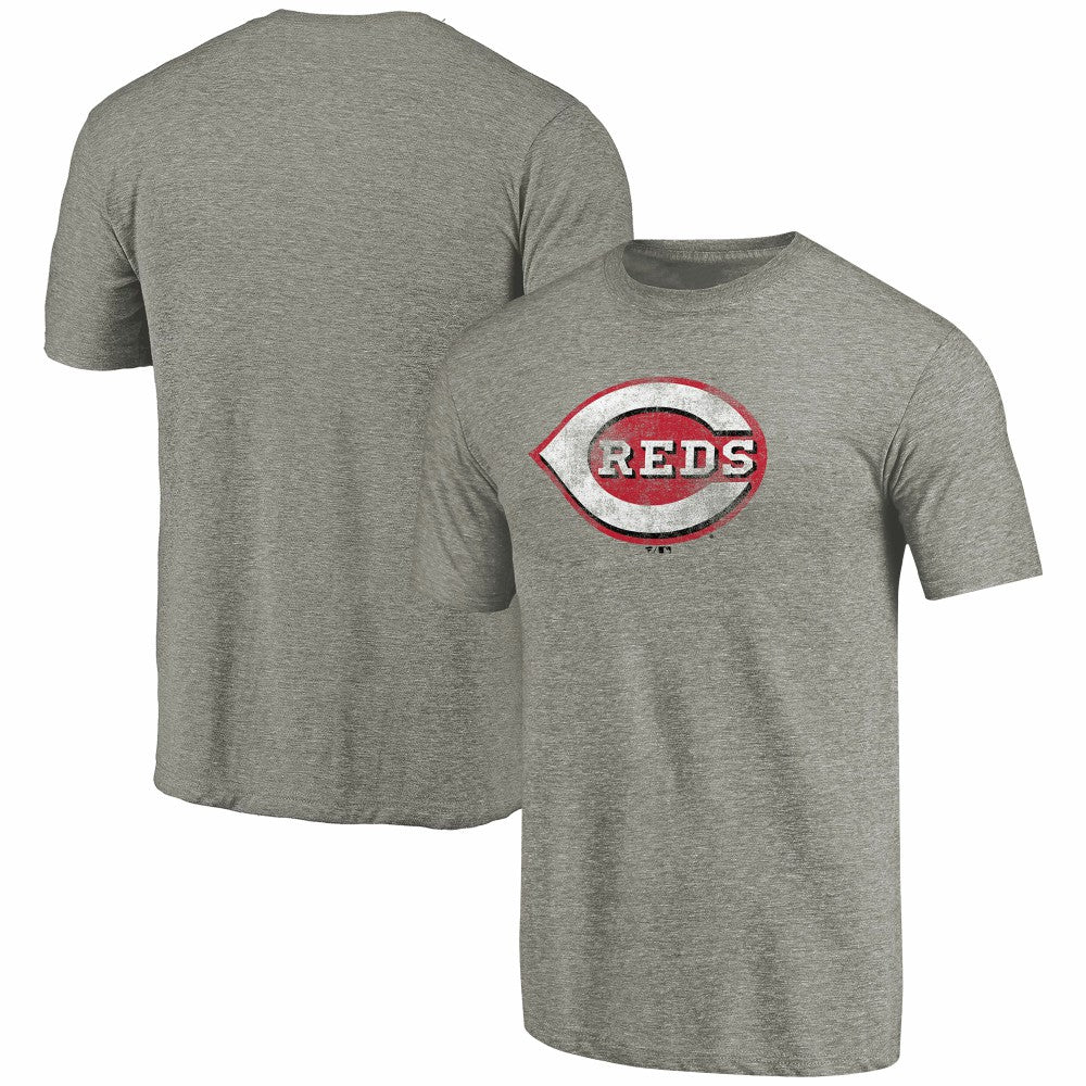 Cincinnati Reds Distressed Team Tri-Blend T-Shirt Ash