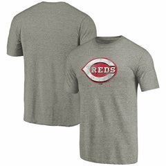 Cincinnati Reds Distressed Team Tri-Blend T-Shirt Ash