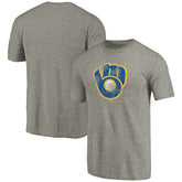 Milwaukee Brewers Distressed Team Tri-Blend T-Shirt Ash