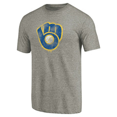 Milwaukee Brewers Distressed Team Tri-Blend T-Shirt Ash