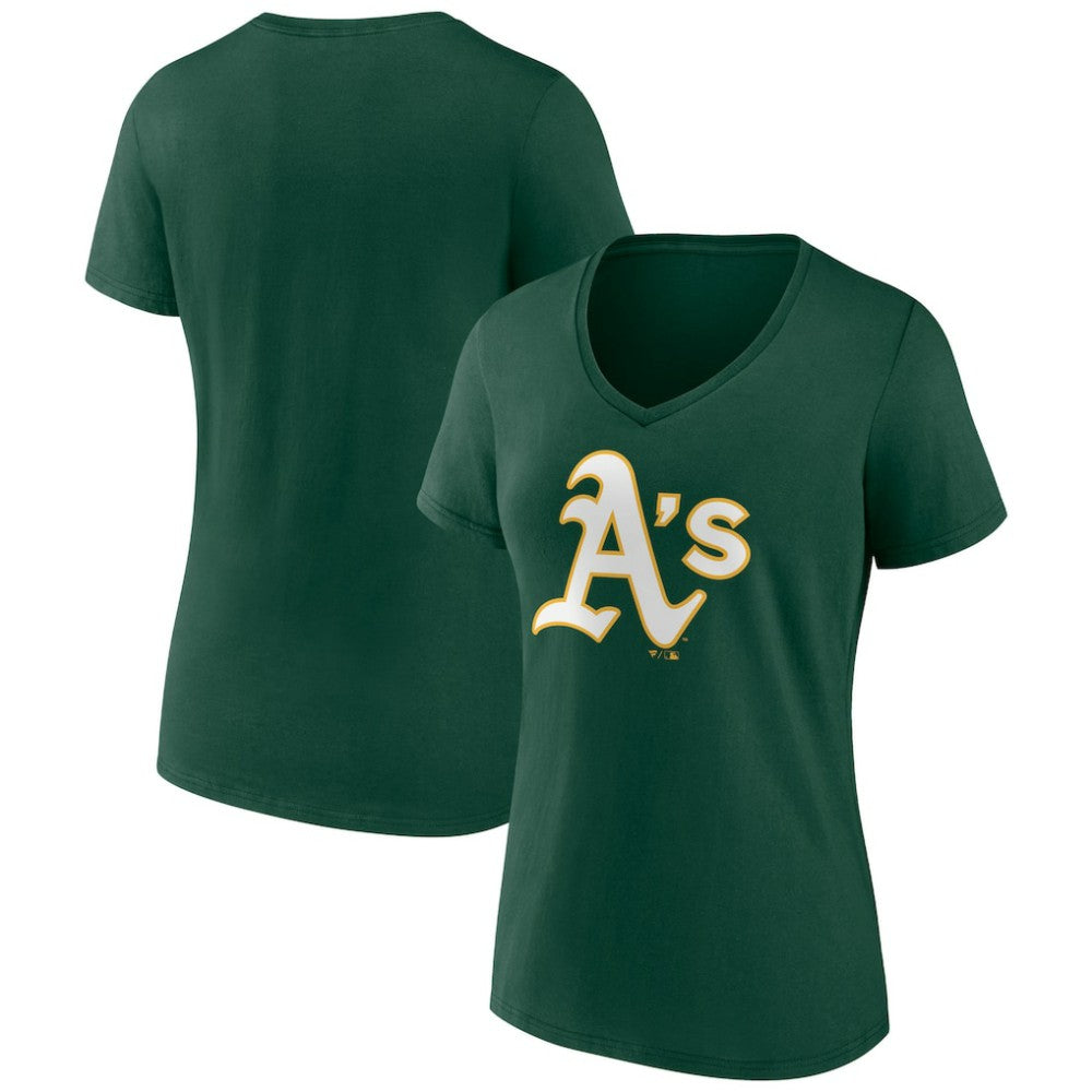 Athletics Women's Team Color Primary Logo V-Neck T-Shirt Green
