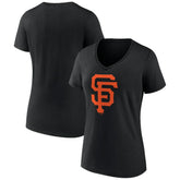 San Francisco Giants Women's Team Color Primary Logo V-Neck T-Shirt Black
