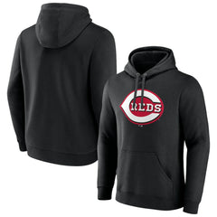 Cincinnati Reds Official Logo Fitted Pullover Hoodie Black