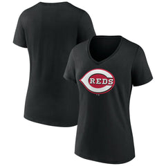 Cincinnati Reds Women's Secondary Color Primary Logo T-Shirt Black