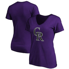 Colorado Rockies Women's Secondary Color Primary Logo T-Shirt Purple